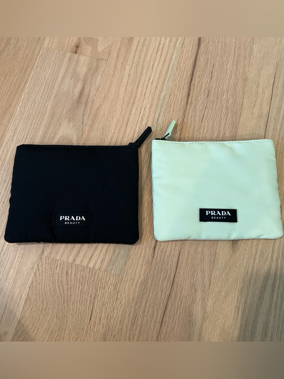 Prada Black and Mint Green Cosmetic Pouch Duo